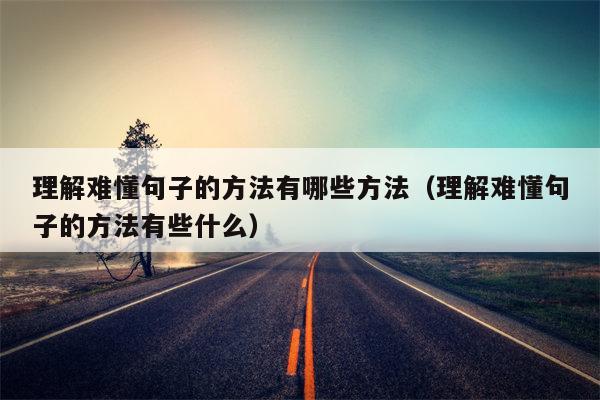 理解难懂句子的方法有哪些方法（理解难懂句子的方法有些什么）