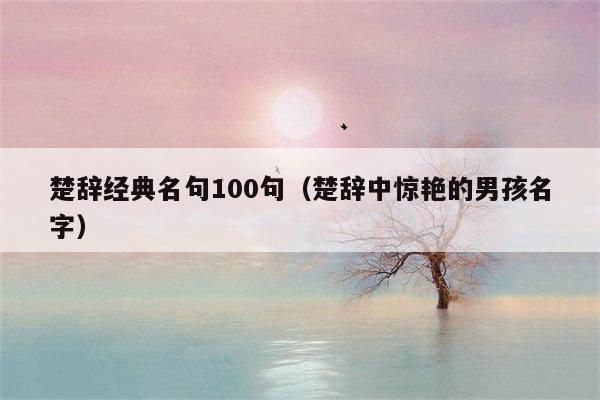 楚辞经典名句100句（楚辞中惊艳的男孩名字）