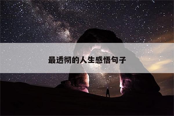 最透彻的人生感悟句子